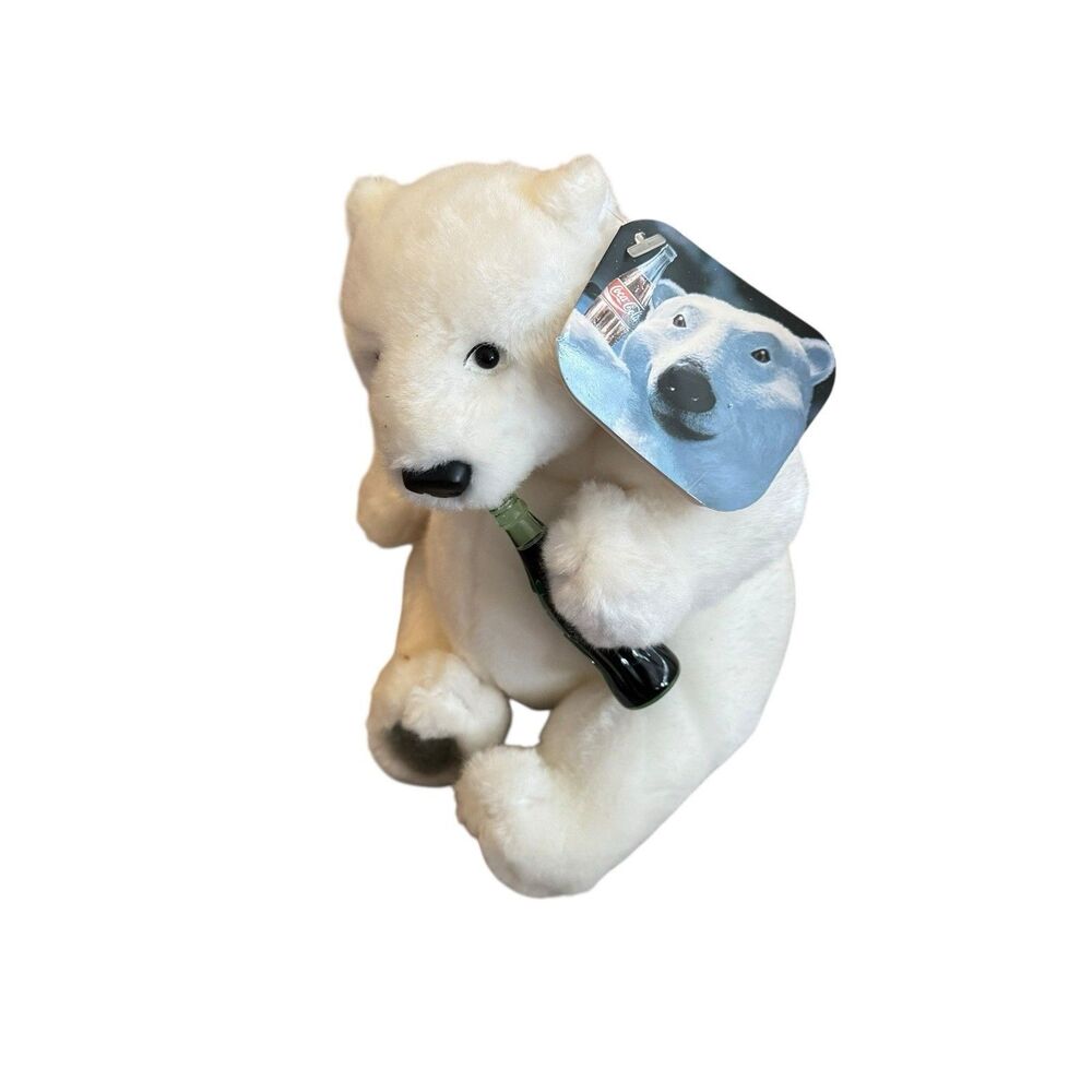 1999 Vintage Coca Cola White Colar‎ Bear Plush New